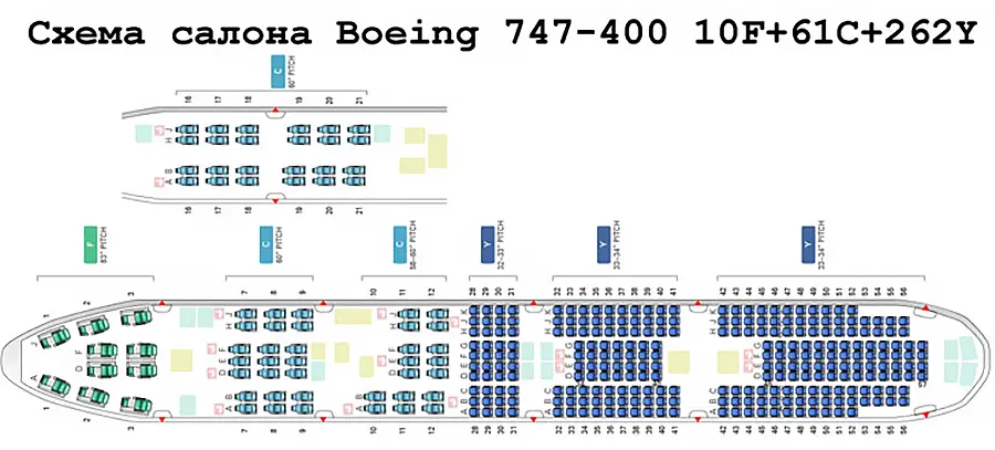 Схема салона самолета Боинг 747