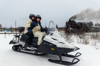 На снегоходах - по заснеженной Карелии.